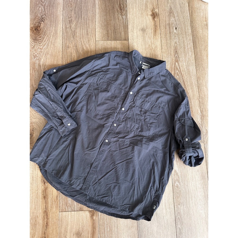 REI Sahara Mens XXL Gray Long Sleeve Roll Tab‎ Hiking Fishing Ventilated Shirt